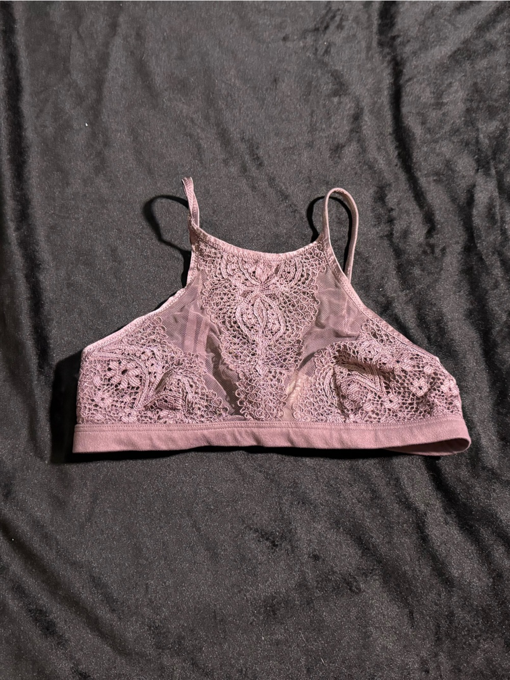 Victoria's Secret High-Neck Lace Bralette - Mauve Pink